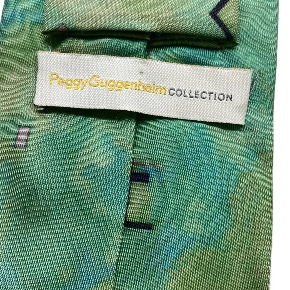 Peggy Guggenheim Collection 100% Silk Geometric Design Tie - Green